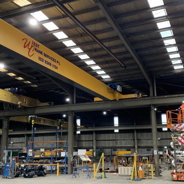 Overhead crane installed by West Crane Services in Dandenong warehouse